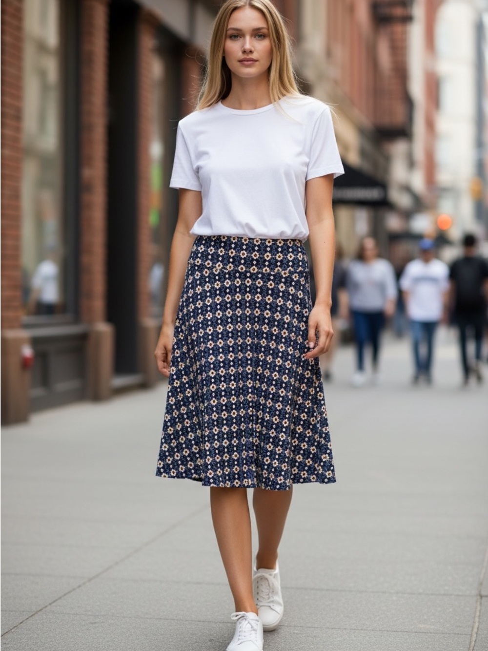 COLETTE GEOMETRIC STRETCHY SKIRT ELASTIC WAIST CASUAL SKIRT SIZE SMALL